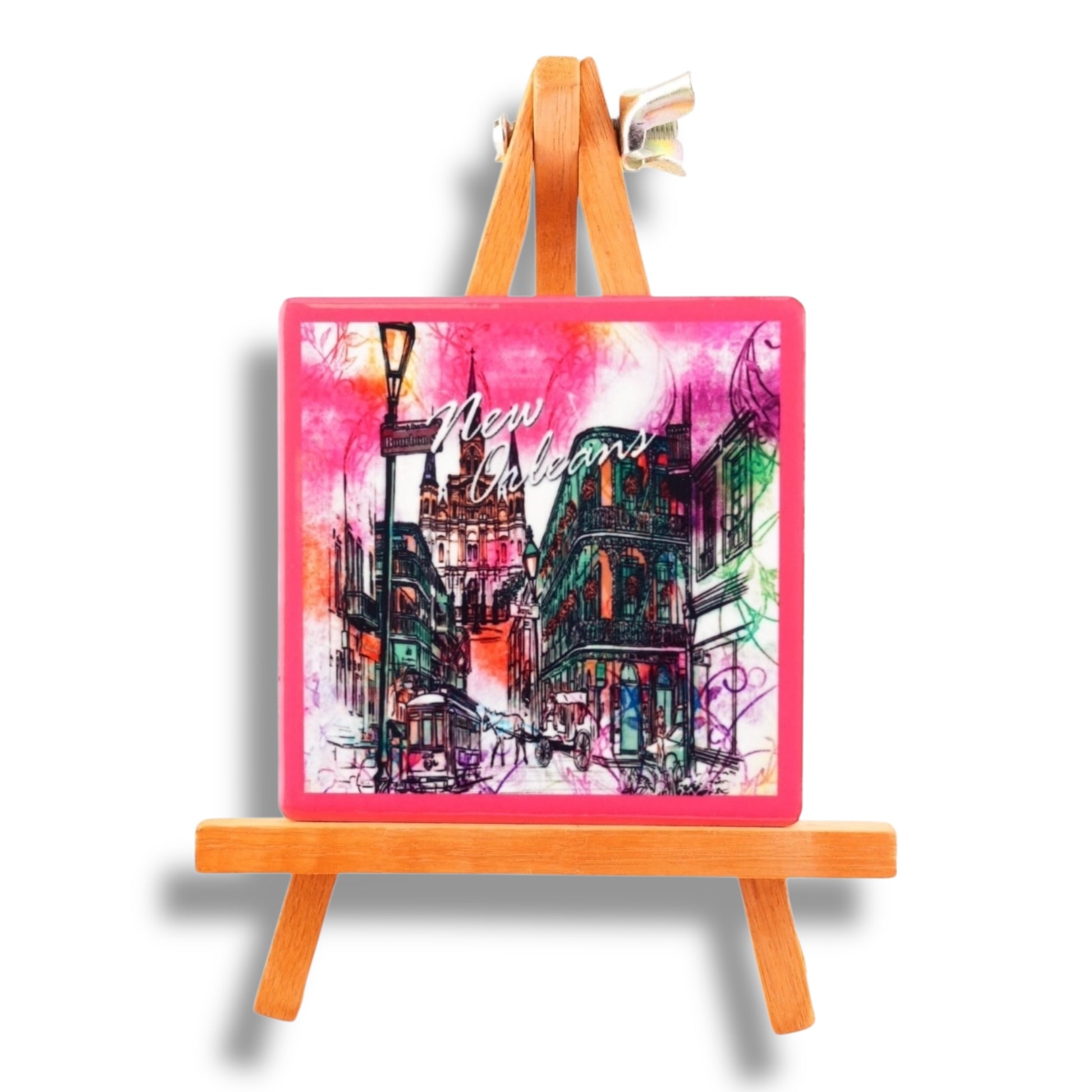 New Orleans Watercolor Cityscape Ceramic Magnet - Refrigerator Magnets
