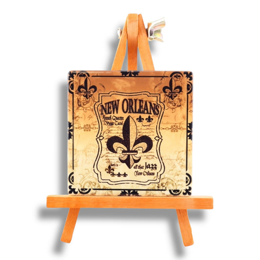 Fleur De Lis Black & Gold Ceramic Magnet - local art - Refrigerator Magnets - New Orleans Souvenir