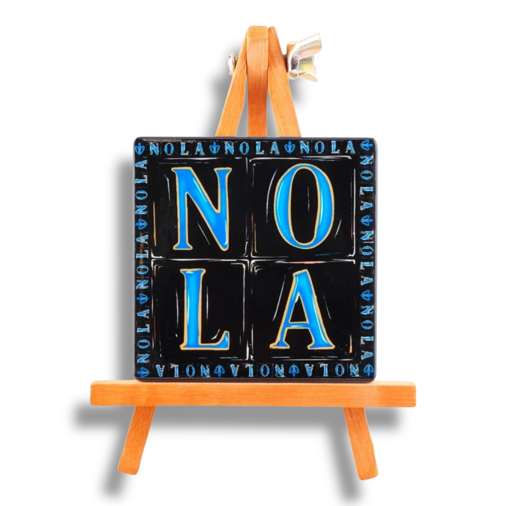 NOLA Black & Blue Ceramic Magnet - Refrigerator Magnets - New Orleans Souvenir