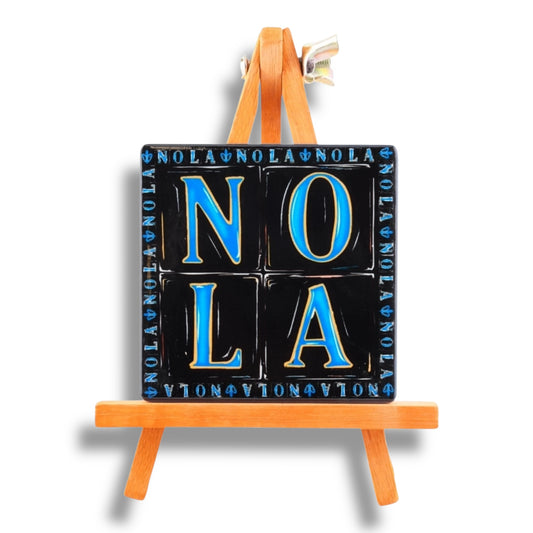 NOLA Black & Blue Ceramic Magnet - Refrigerator Magnets - New Orleans Souvenir