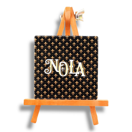 NOLA Black & Gold Ceramic Magnet - local art - Refrigerator Magnets - New Orleans Souvenir