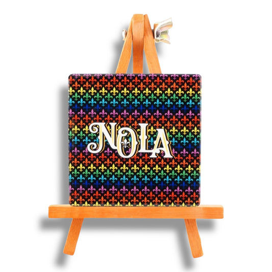 NOLA Rainbow Ceramic Magnet - local art, vibrant - Refrigerator Magnets - New Orleans Souvenir