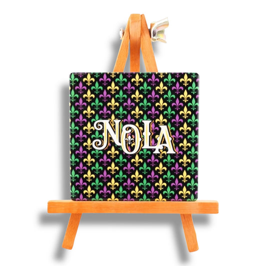 NOLA Mardi Gras Ceramic Magnet - Refrigerator Magnets - New Orleans Souvenir