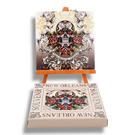 White Voodoo Skeleton Ceramic Coaster - local art - Coasters - New Orleans Souvenir