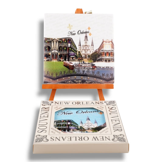 New Orleans Cityscape Ceramic Coaster - local art - Coasters