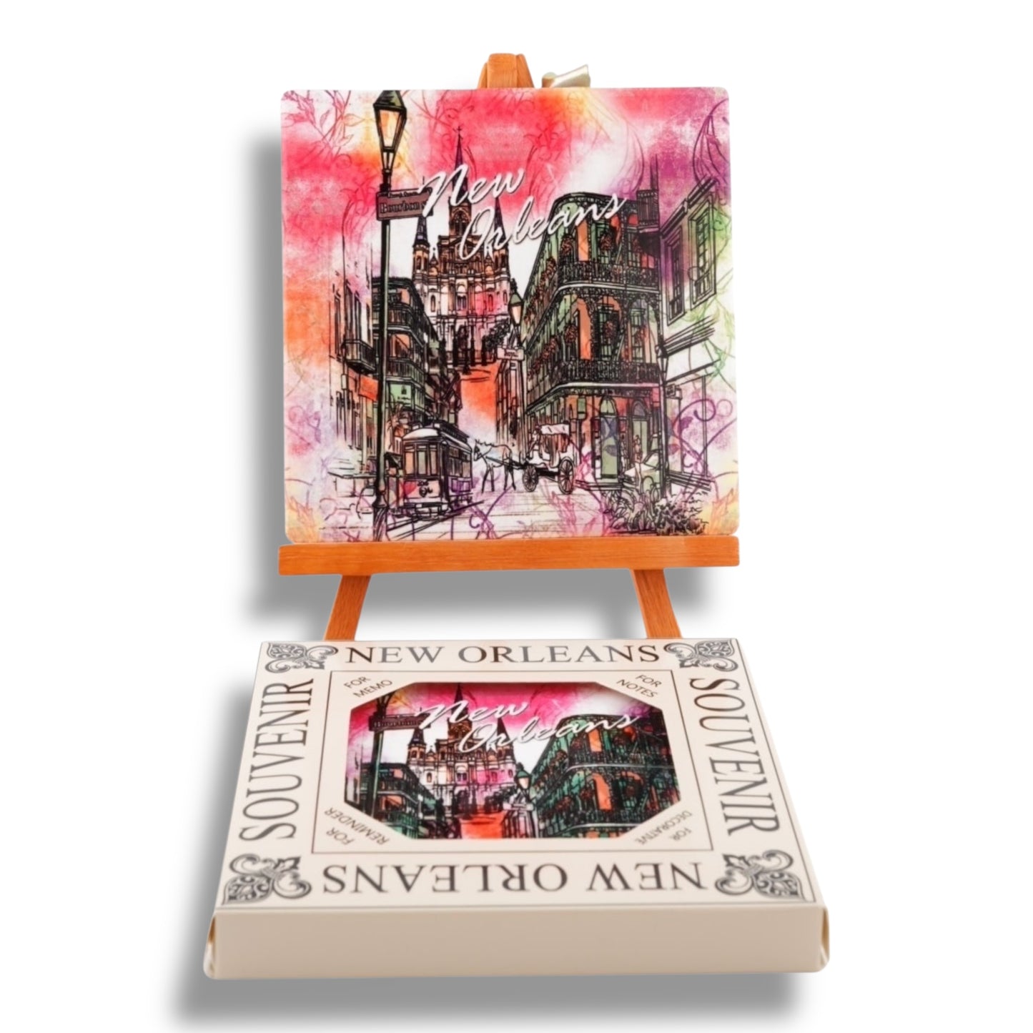 New Orleans Watercolor Cityscape Ceramic Coaster - local art - Coasters