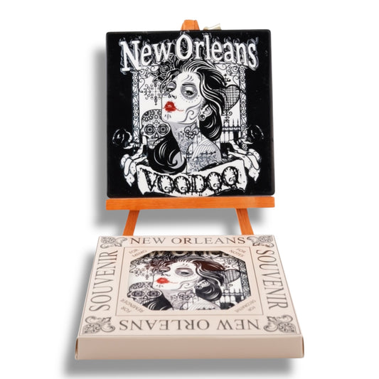 Voodoo Lady Ceramic Coaster - local art - Coasters - New Orleans Souvenir