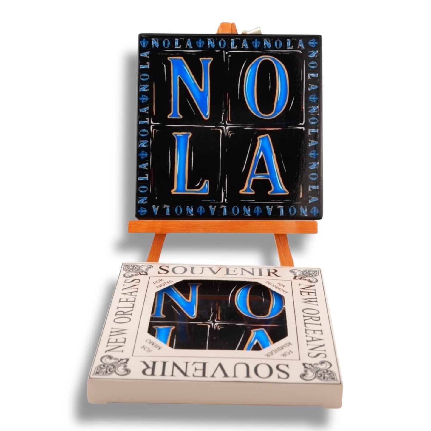 NOLA Black & Blue Ceramic Coaster - local art - Coasters - New Orleans Souvenir
