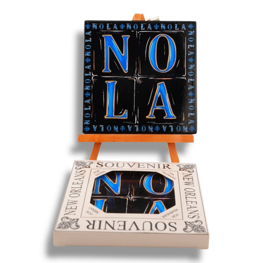 NOLA Black & Blue Ceramic Coaster - local art - Coasters - New Orleans Souvenir