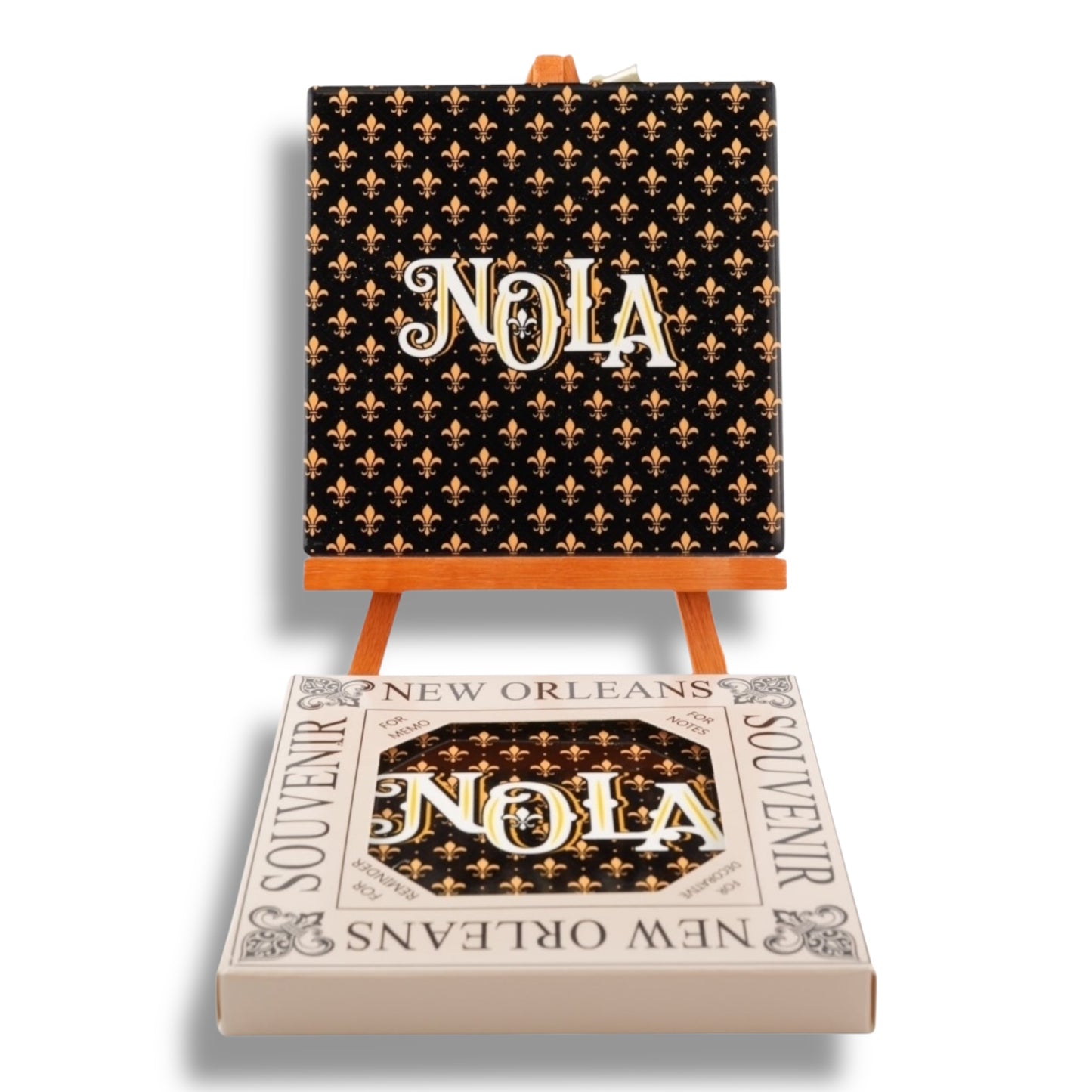 NOLA Black & Gold Ceramic Coaster - Coasters - New Orleans Souvenir