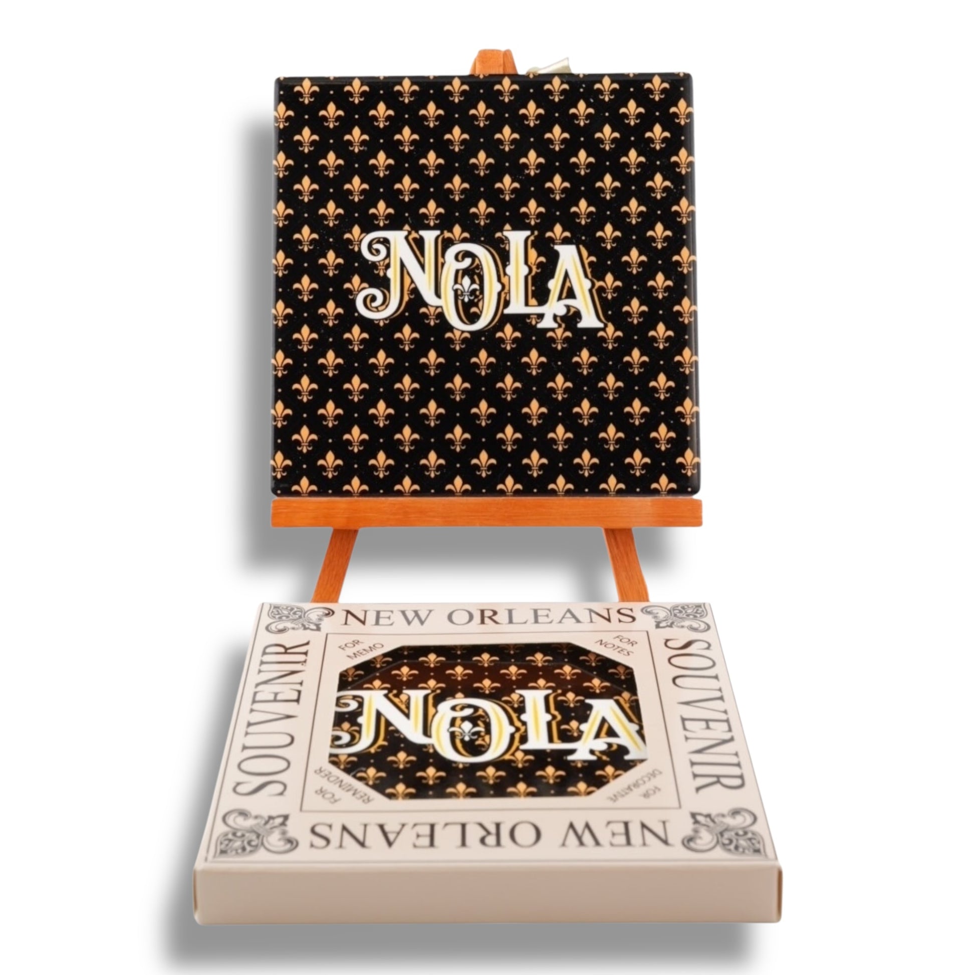 NOLA Black & Gold Ceramic Coaster - Coasters - New Orleans Souvenir