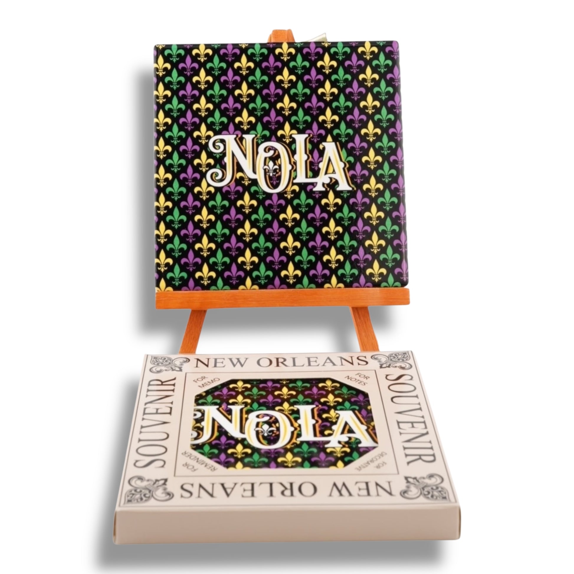 NOLA Mardi Gras Ceramic Coaster - local art - Coasters - New Orleans Souvenir