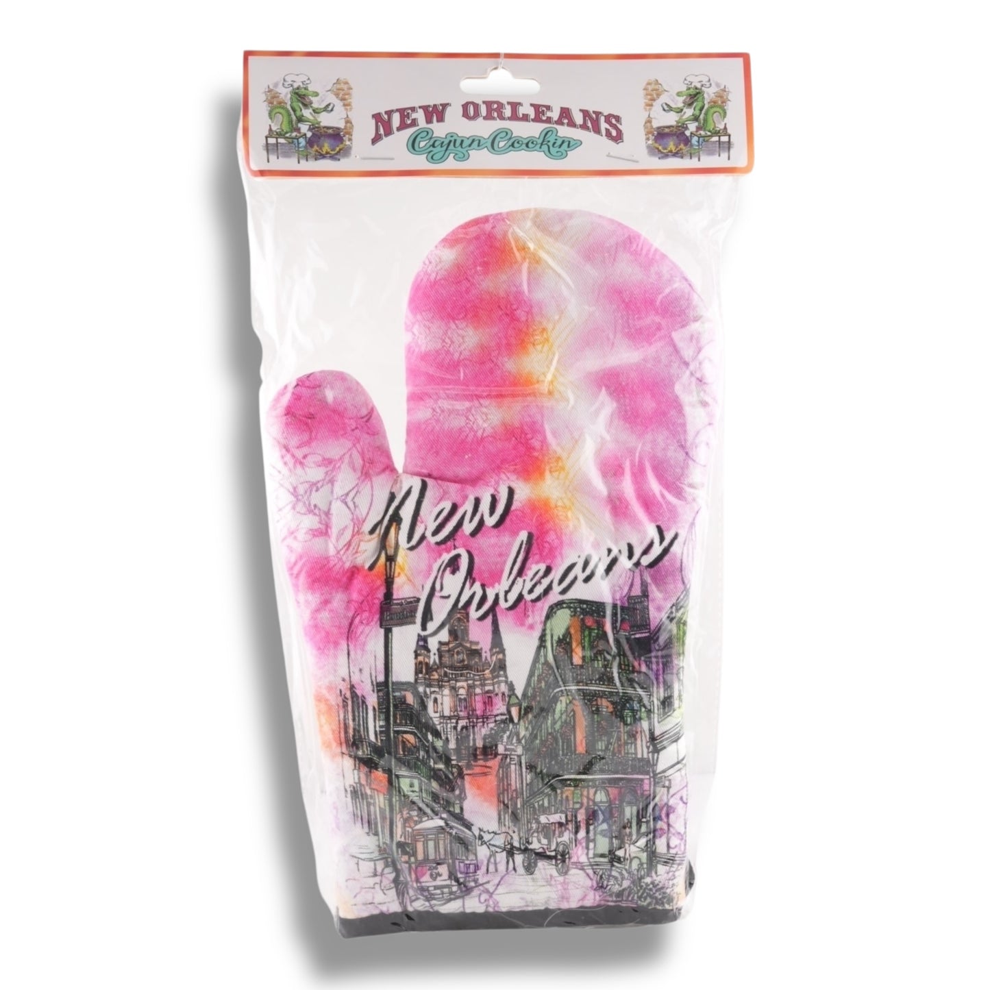 New Orleans Watercolor Cityscape Oven Mitt - local art, durable - Potholders & Oven Mitts