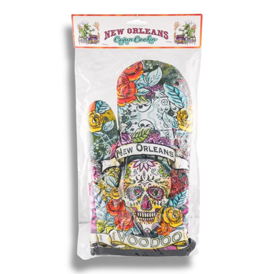 Green Voodoo Skeleton Oven Mitt - local art - Potholders & Oven Mitts - New Orleans Souvenir
