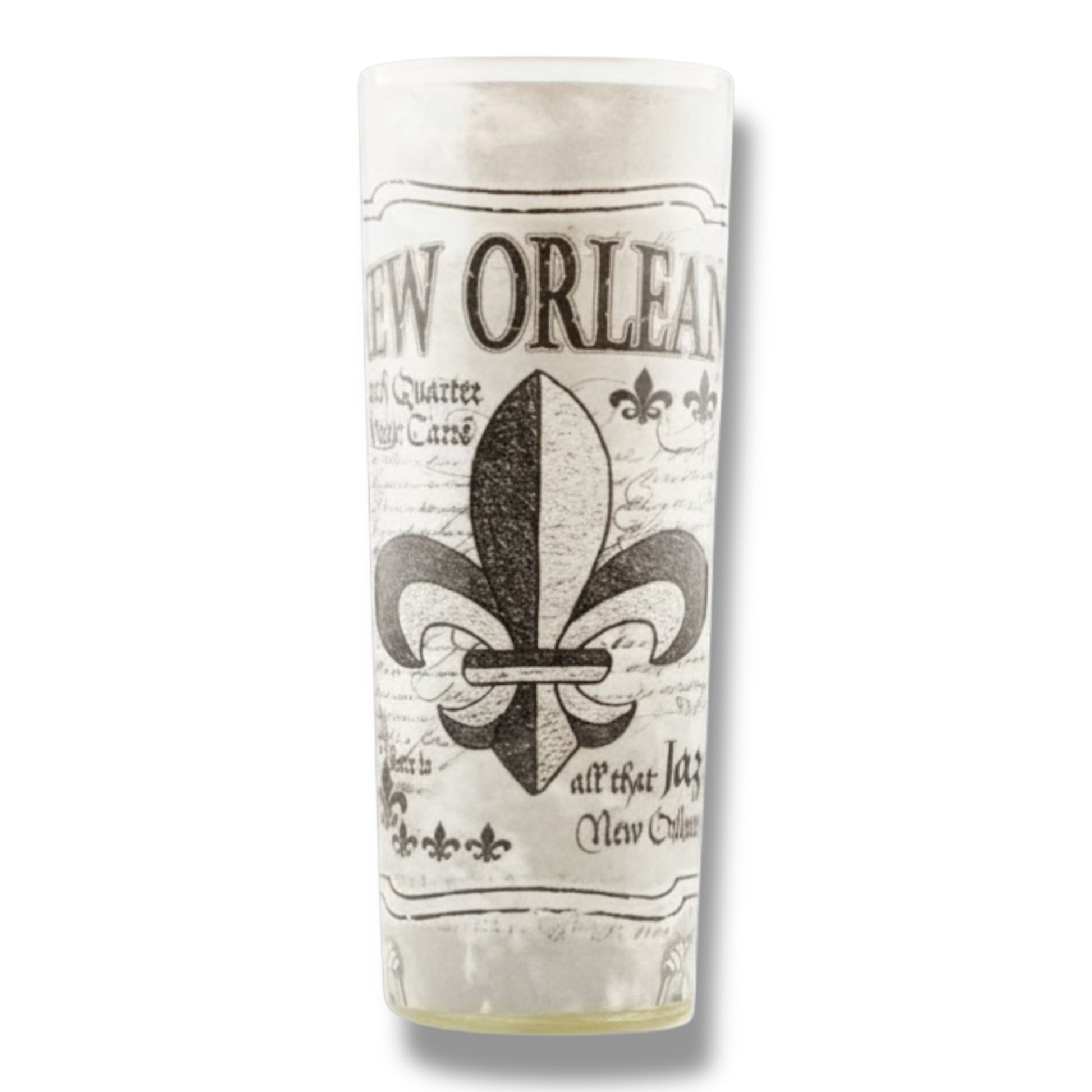 Fleur De Lis Black & White Tall Shot Glass - durable - Shot Glasses - New Orleans Souvenir