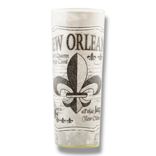 Fleur De Lis Black & White Tall Shot Glass - durable - Shot Glasses - New Orleans Souvenir