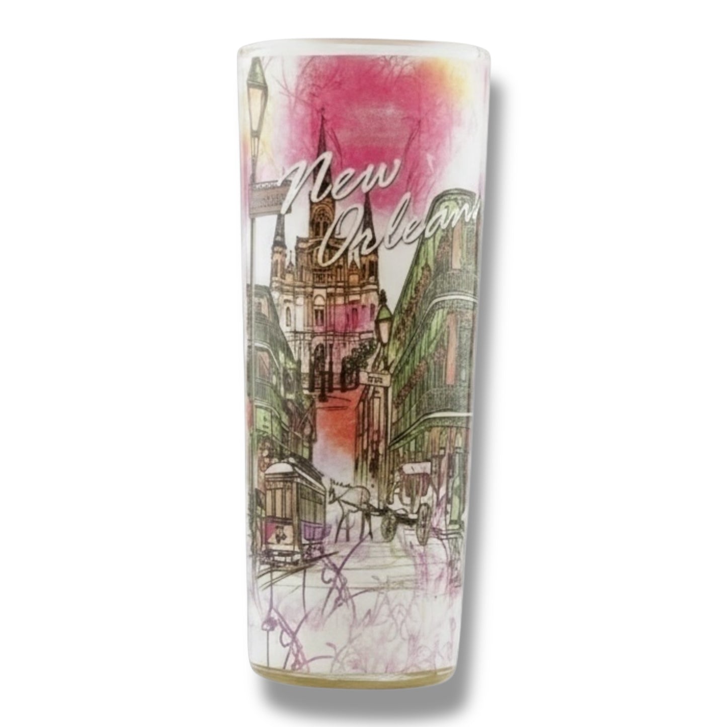 New Orleans Watercolor Cityscape Tall Shot Glass - local art - Shot Glasses