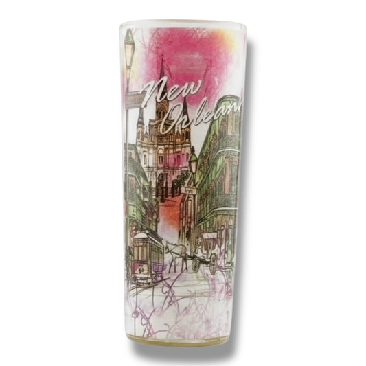 New Orleans Watercolor Cityscape Tall Shot Glass - local art - Shot Glasses