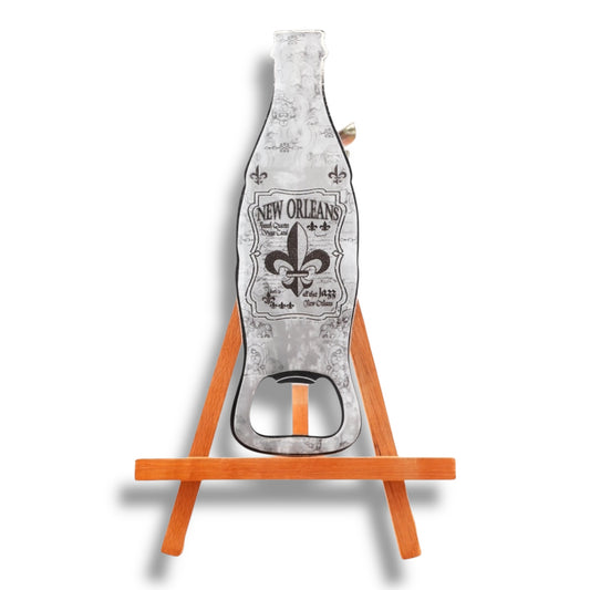 Fleur De Lis Black & White Bottle-Shaped Opener - Bottle Openers - New Orleans Souvenir