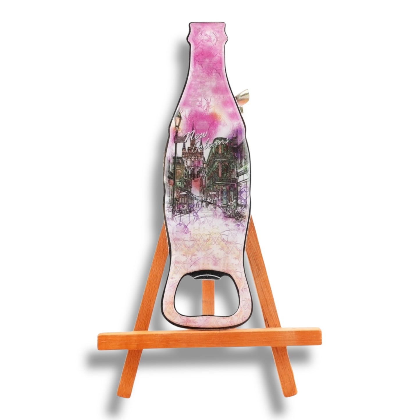 New Orleans Watercolor Cityscape Bottle-Shaped Opener - local art - Bottle Openers