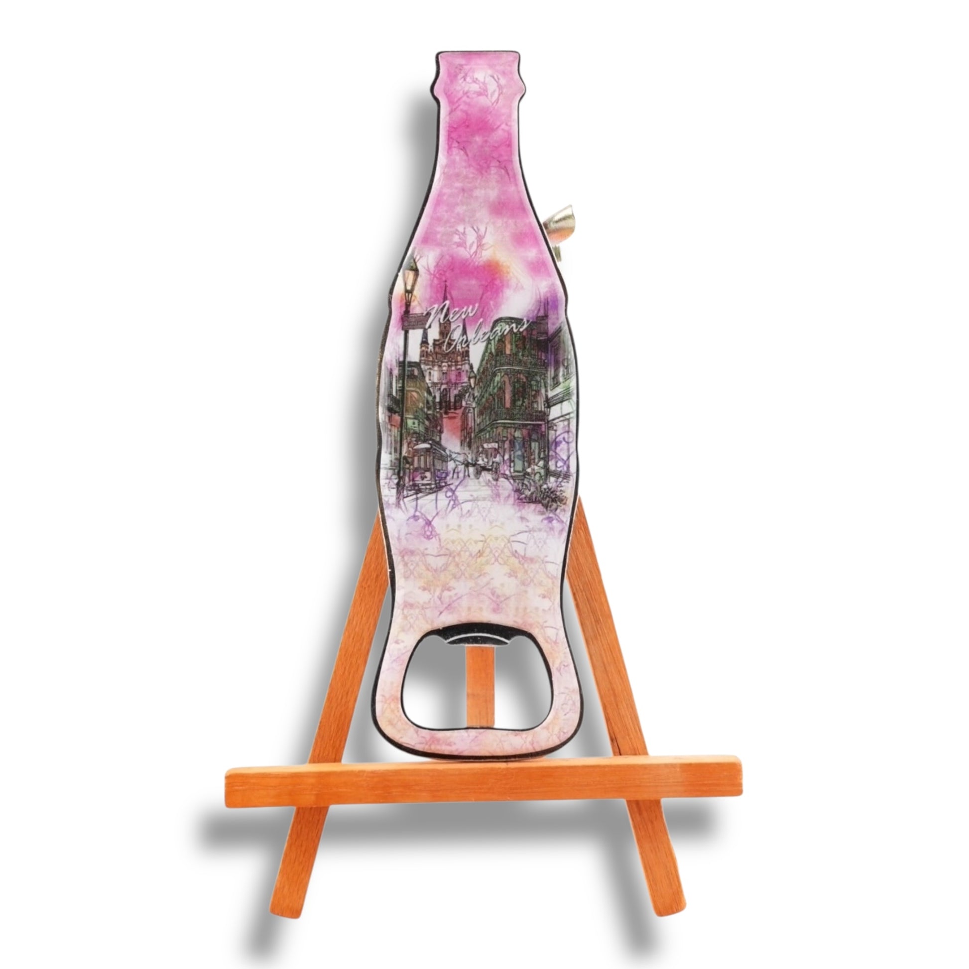 New Orleans Watercolor Cityscape Bottle-Shaped Opener - local art - Bottle Openers
