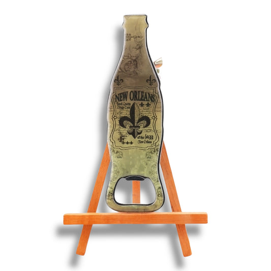 Fleur De Lis Black & Gold Bottle-Shaped Opener - local art - Bottle Openers - New Orleans Souvenir