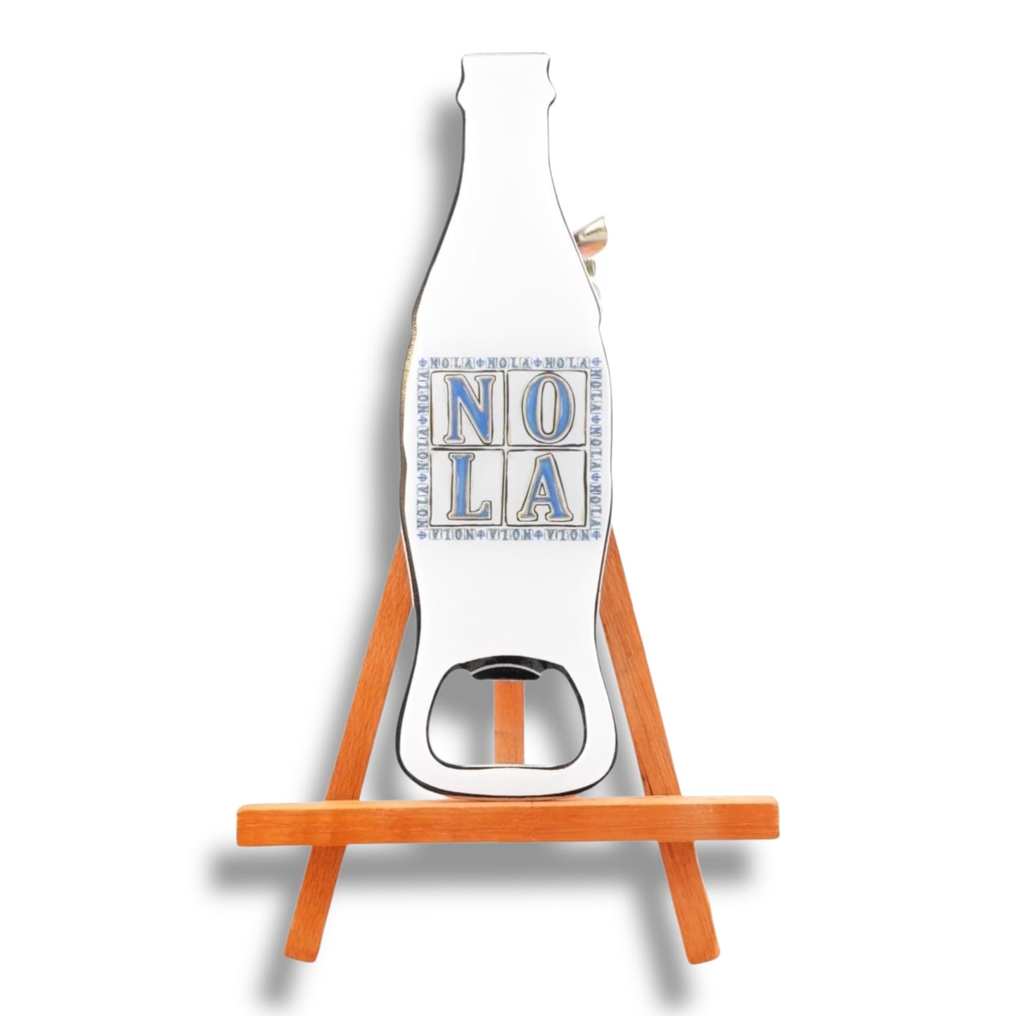 NOLA White & Blue Bottle-Shaped Opener - durable, vibrant - Bottle Openers - New Orleans Souvenir