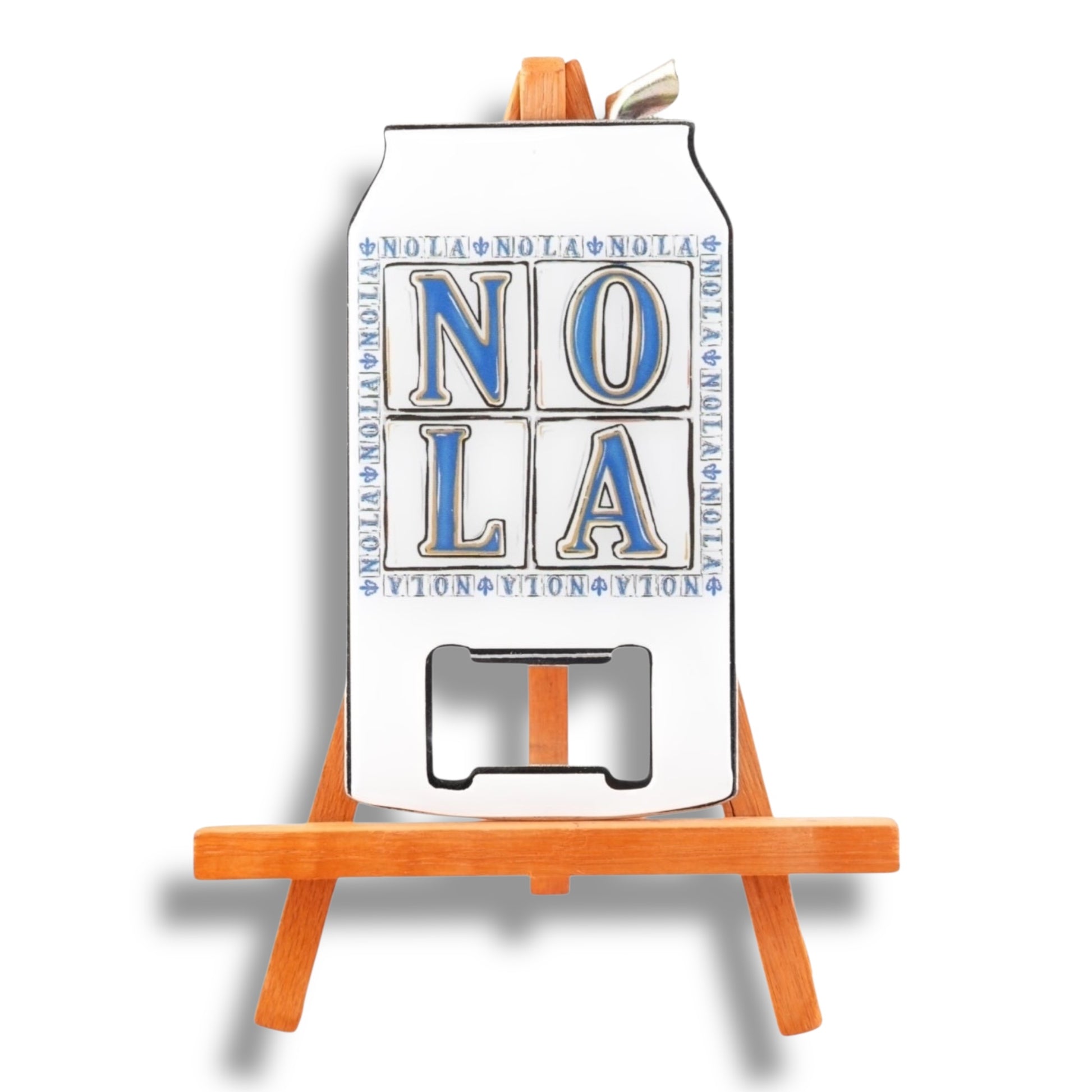 NOLA White & Blue Can-Shaped Opener - Bottle Openers - New Orleans Souvenir