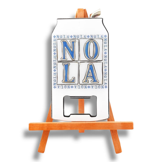 NOLA White & Blue Can-Shaped Opener - Bottle Openers - New Orleans Souvenir