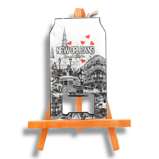 Cityscape With Hearts Can-Shaped Opener - Bottle Openers - New Orleans Souvenir