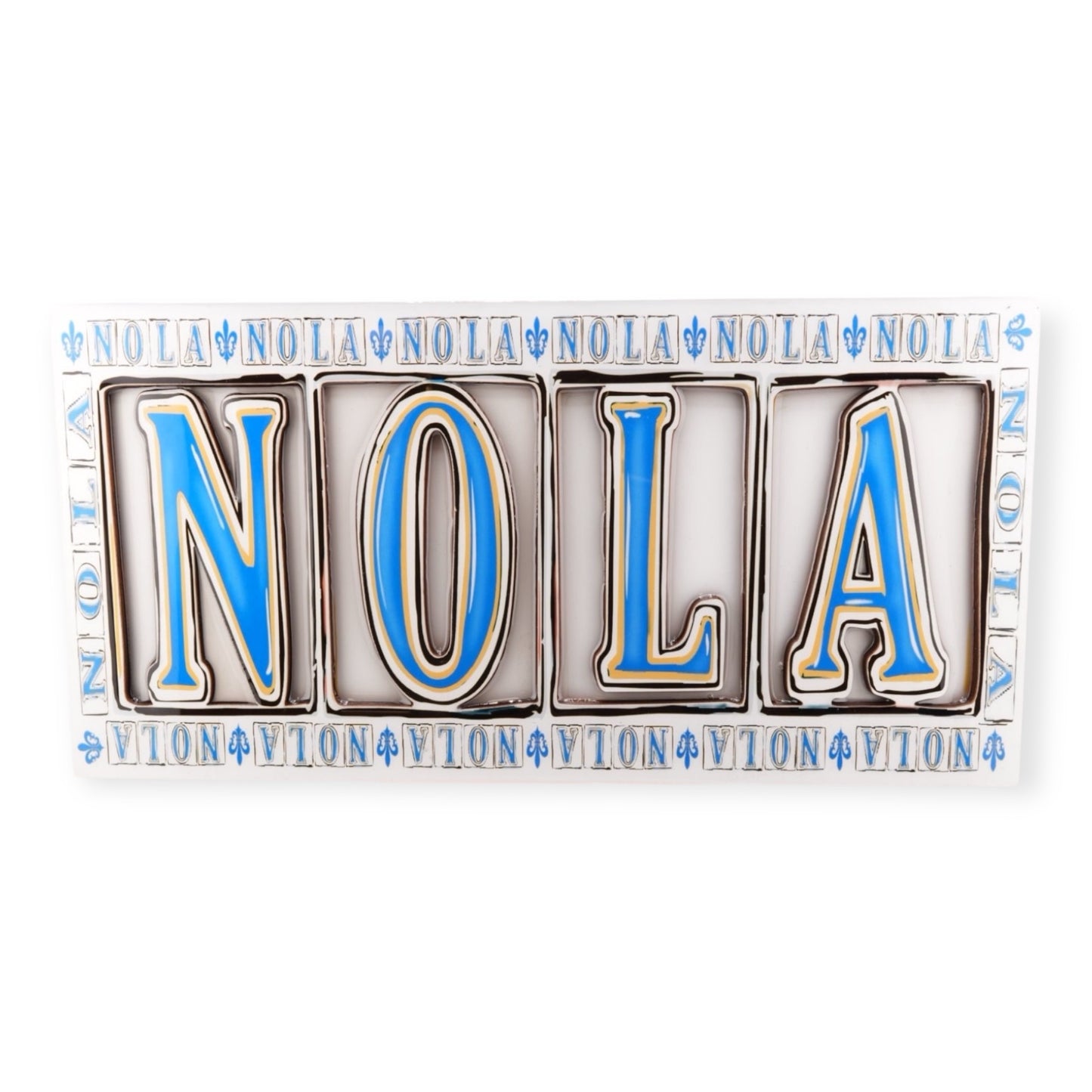NOLA White & Blue Wooden Street Sign Wall Decor - local art - Signs - New Orleans Souvenir