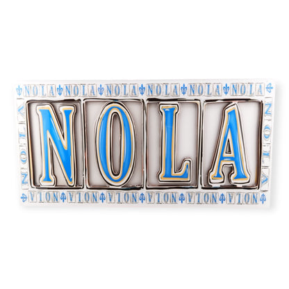 NOLA White & Blue Wooden Street Sign Wall Decor - local art - Signs - New Orleans Souvenir