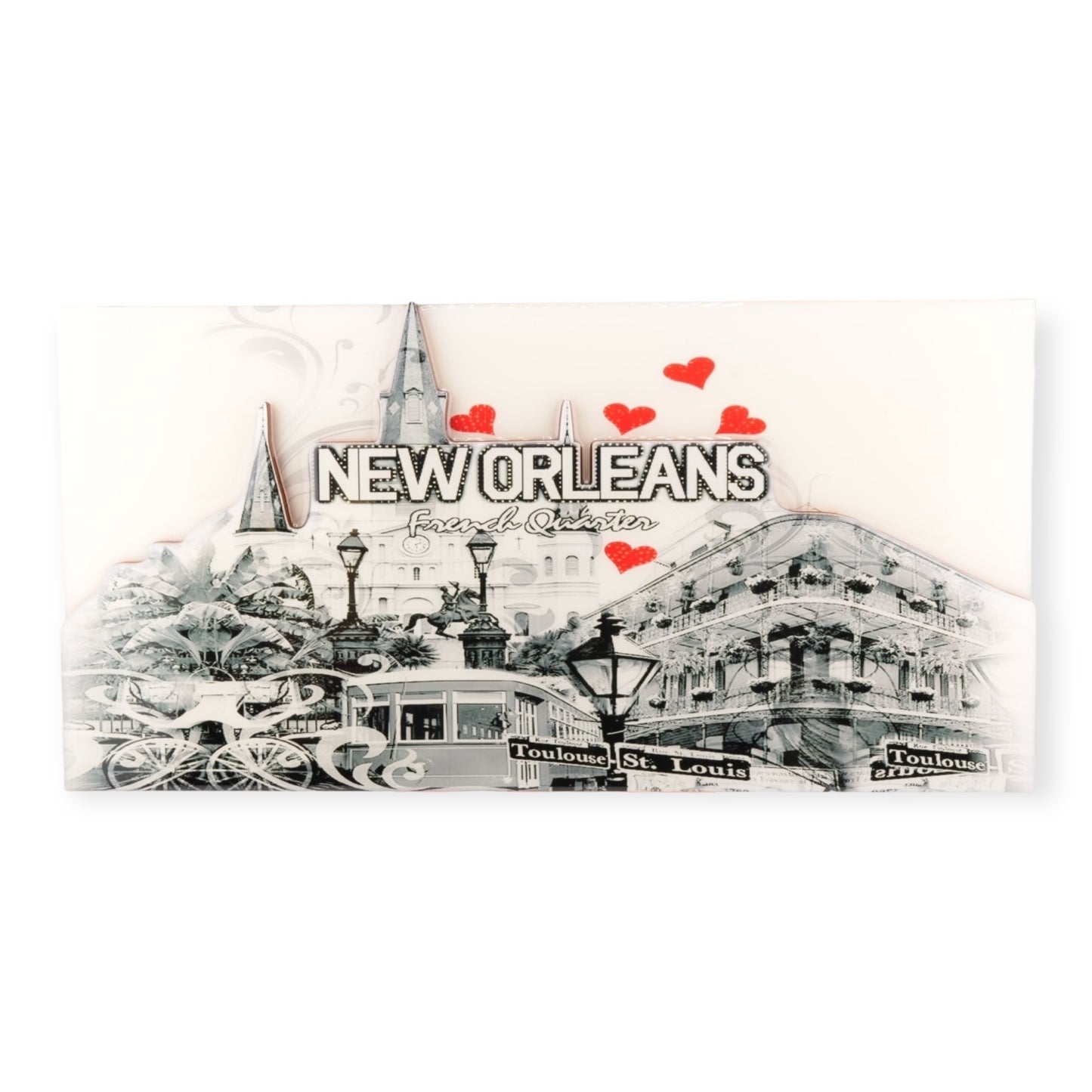 Cityscape With Hearts Wooden Street Sign Wall Decor - durable - Signs - New Orleans Souvenir