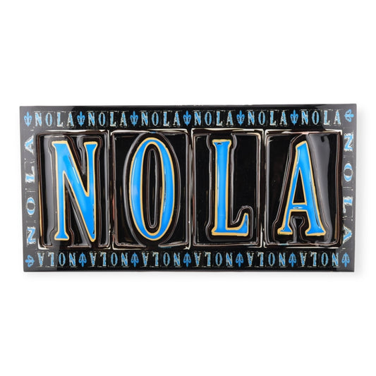 NOLA Black & Blue Wooden Street Sign Wall Decor - Signs - New Orleans Souvenir