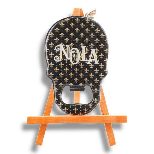 NOLA Black & Gold Skull-Shaped Opener - local art - Bottle Openers - New Orleans Souvenir