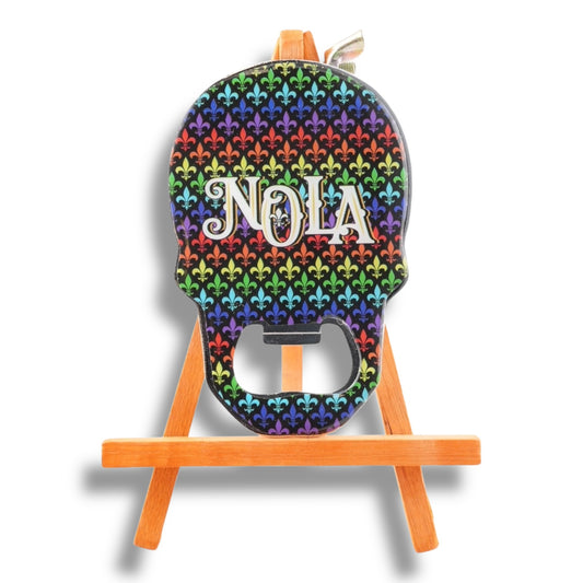 NOLA Rainbow Skull-Shaped Opener - local art - Bottle Openers - New Orleans Souvenir