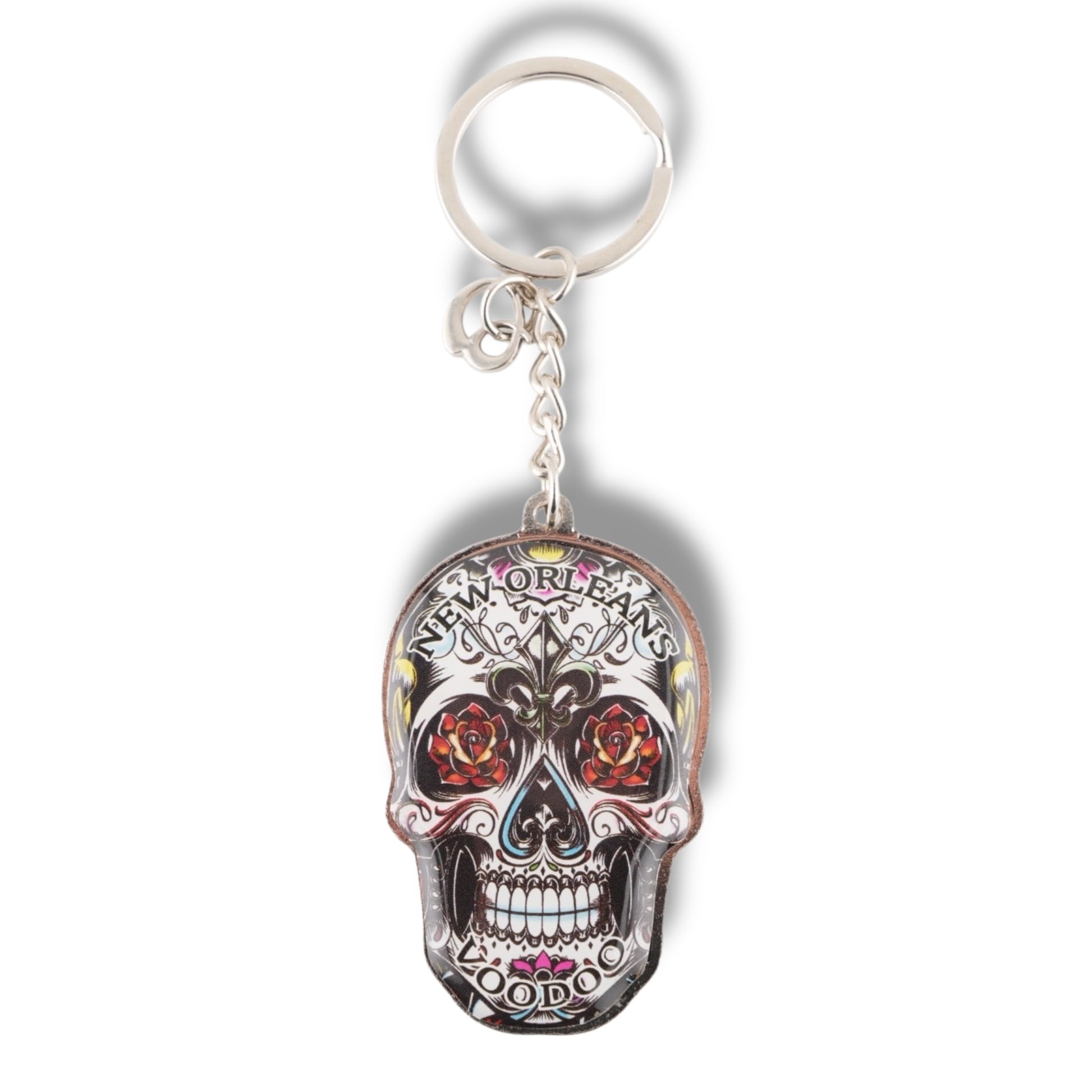 White Voodoo Skeleton Metal Keychain - local art - Keychains - New Orleans Souvenir