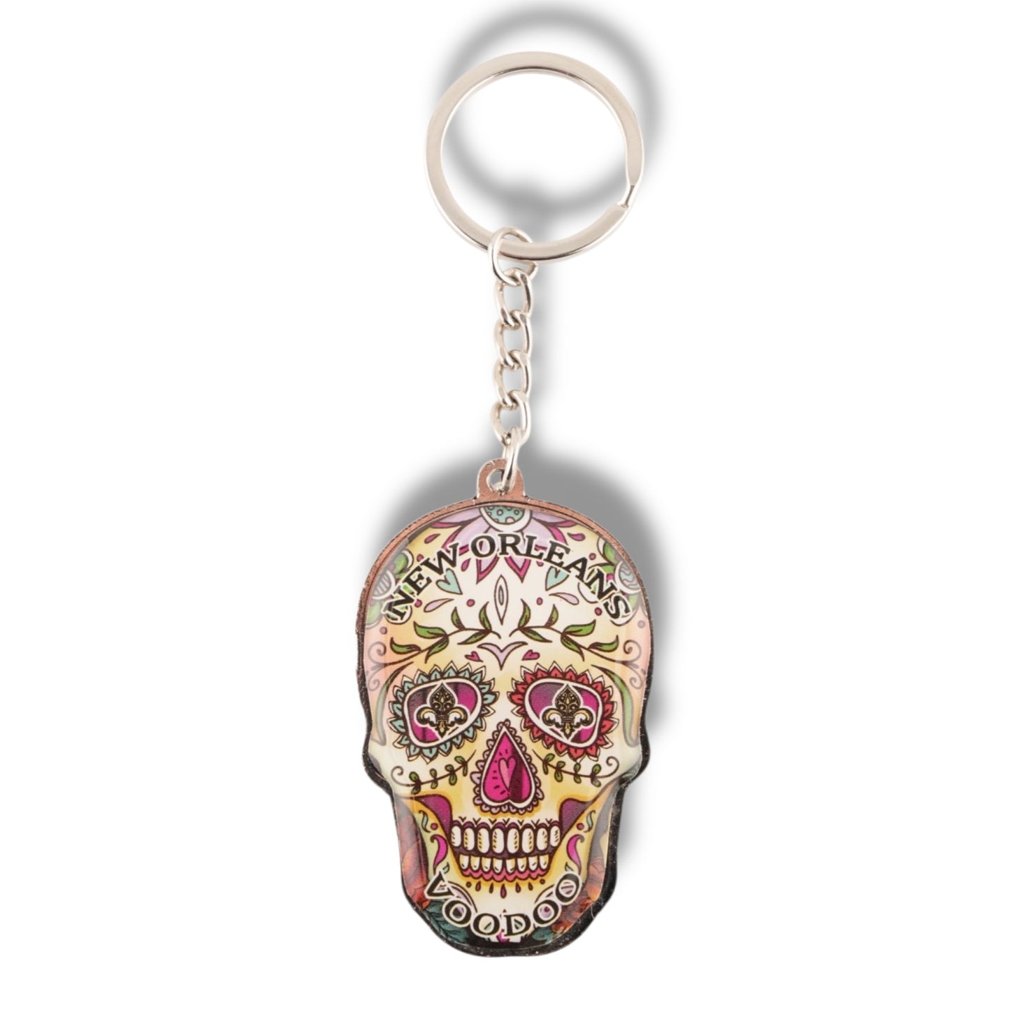 Green Voodoo Skeleton Metal Keychain - Keychains - New Orleans Souvenir