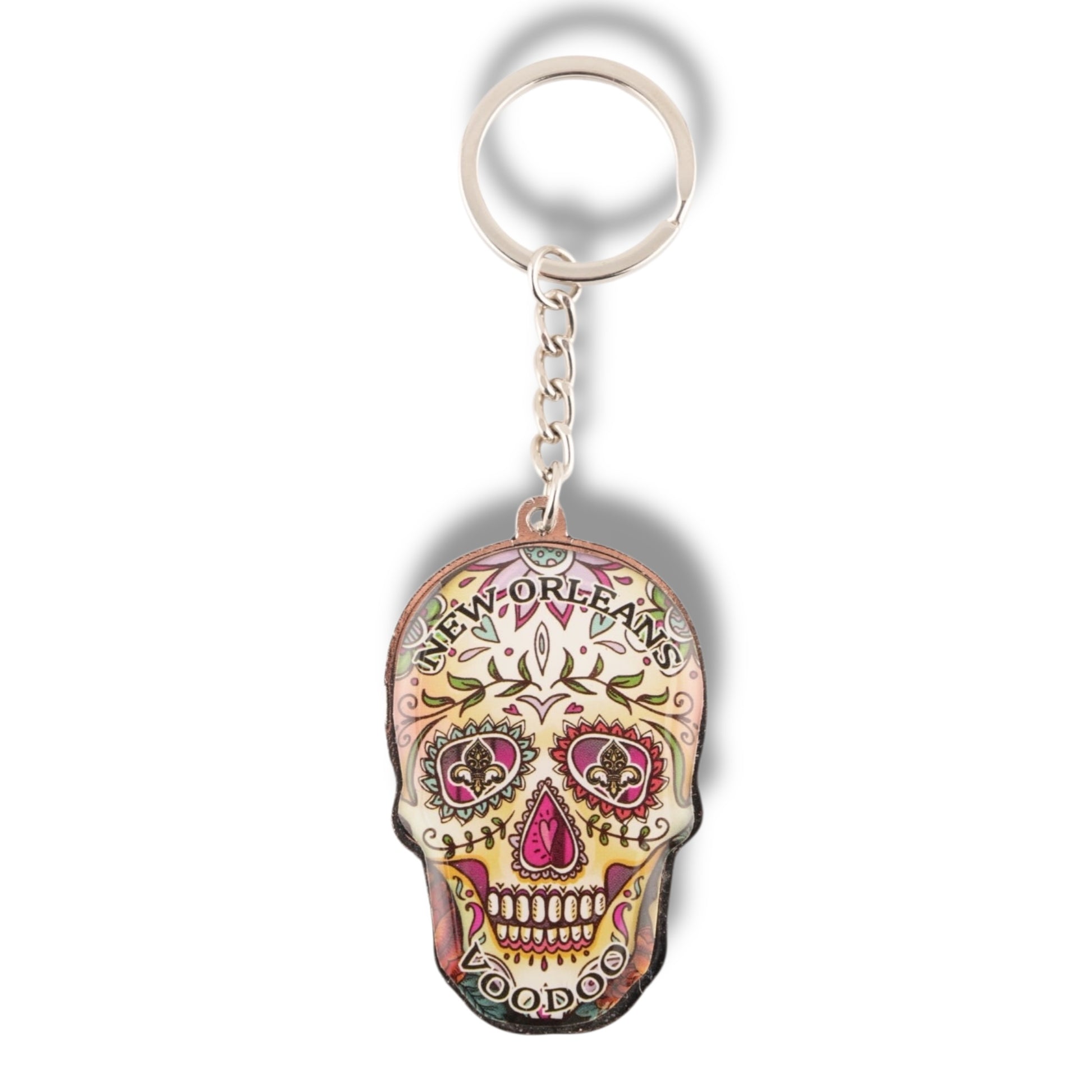Green Voodoo Skeleton Metal Keychain - Keychains - New Orleans Souvenir