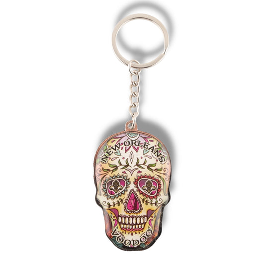 Green Voodoo Skeleton Metal Keychain - Keychains - New Orleans Souvenir