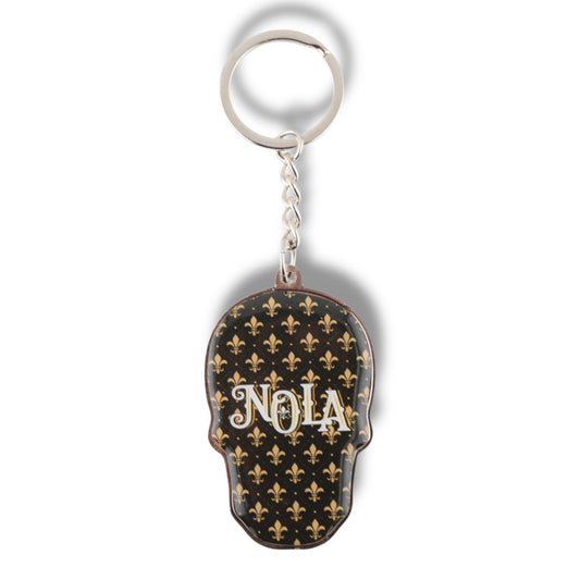 NOLA Black & Gold Metal Keychain - local art, vibrant - Keychains - New Orleans Souvenir