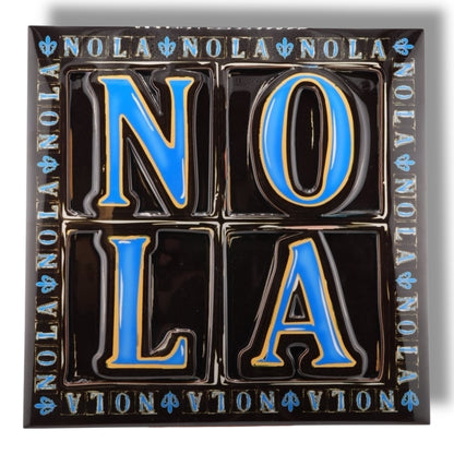 NOLA Black & Blue Wooden Wall Decor - local art - Signs - Durable - Colorful - Vibrant - Locally Made - New Orleans Souvenir