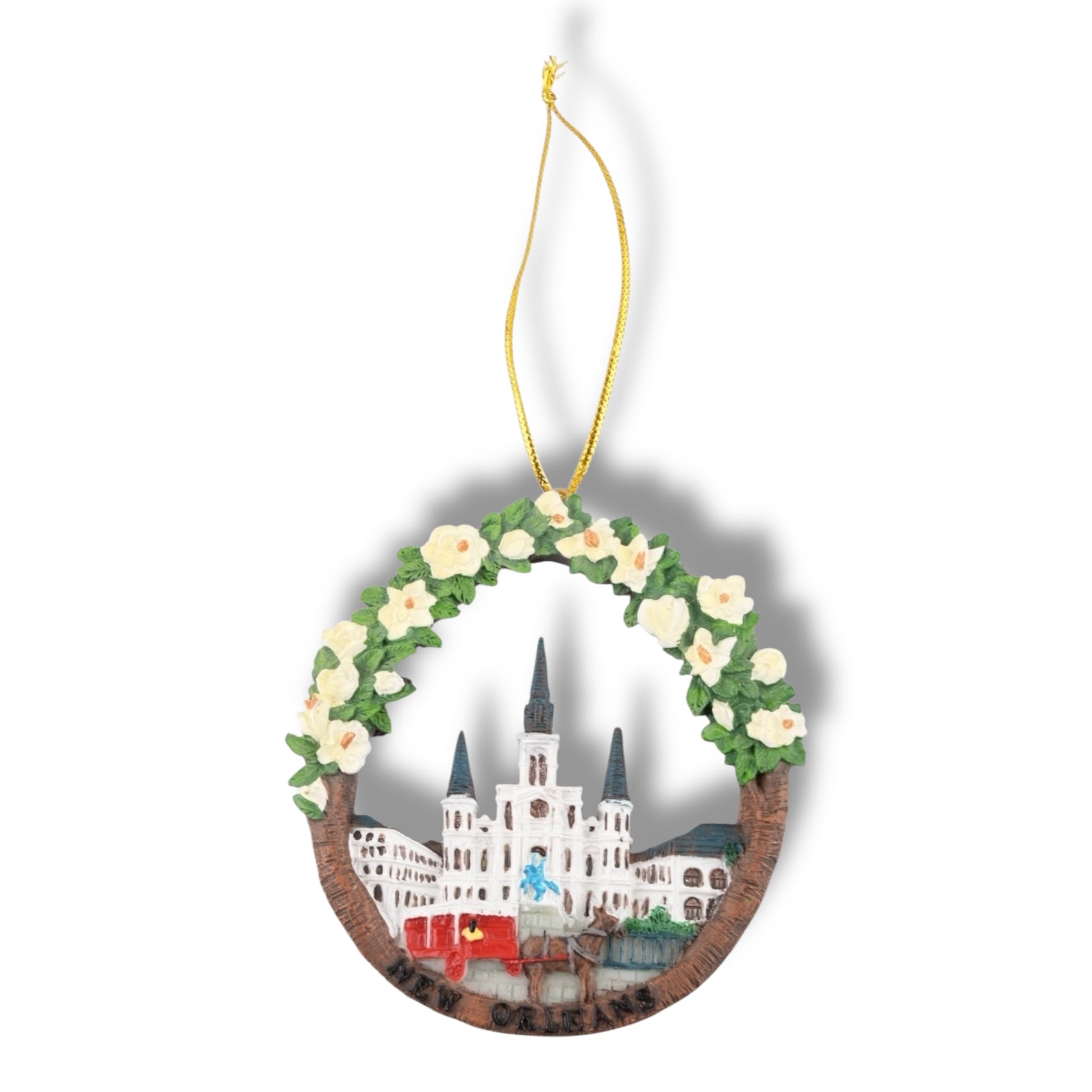 Saint Louis Cathedral With Magnolia Tree Ornament - Holiday Ornaments - New Orleans Souvenir