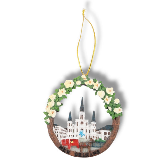 Saint Louis Cathedral With Magnolia Tree Ornament - Holiday Ornaments - New Orleans Souvenir