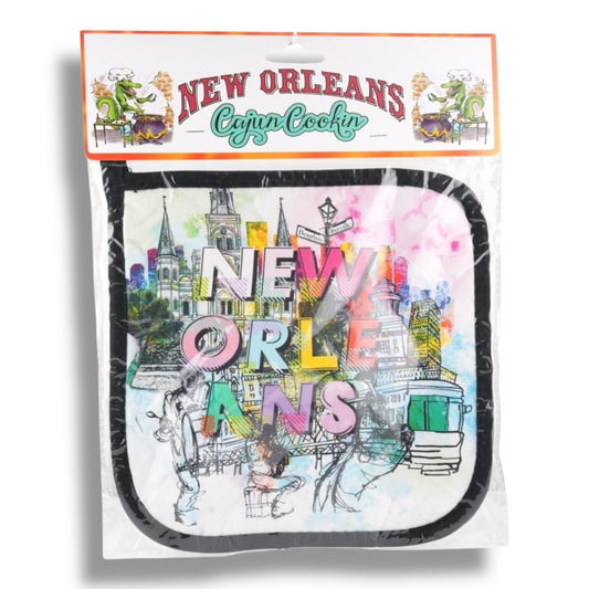 New Orleans Fun Colors Pot Holder - local art - Potholders & Oven Mitts