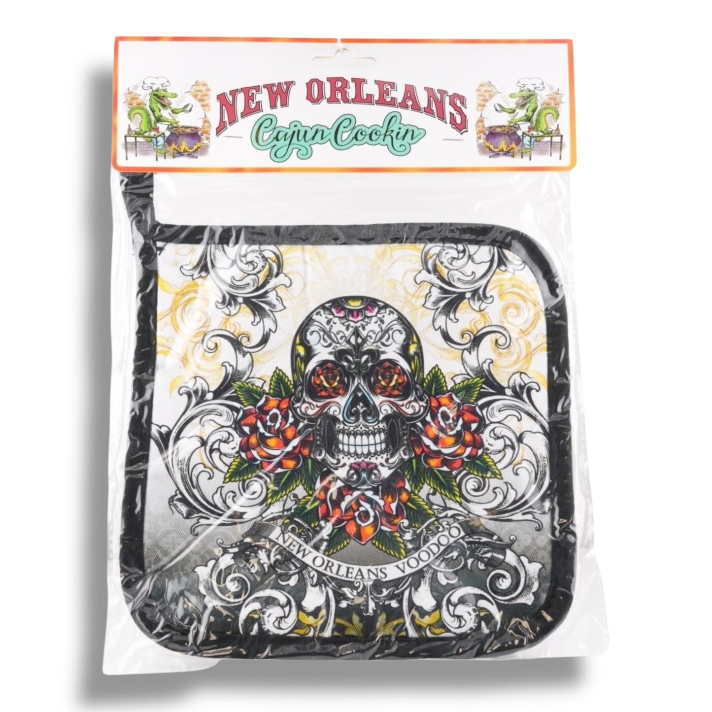 White Voodoo Skeleton Pot Holder - Potholders & Oven Mitts - New Orleans Souvenir
