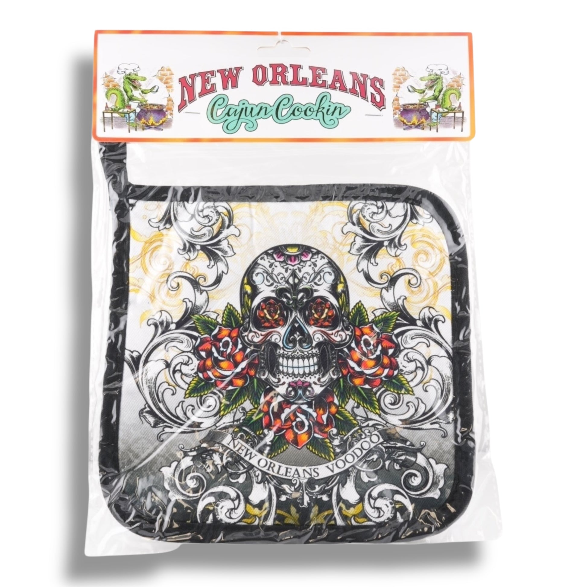 White Voodoo Skeleton Pot Holder - Potholders & Oven Mitts - New Orleans Souvenir