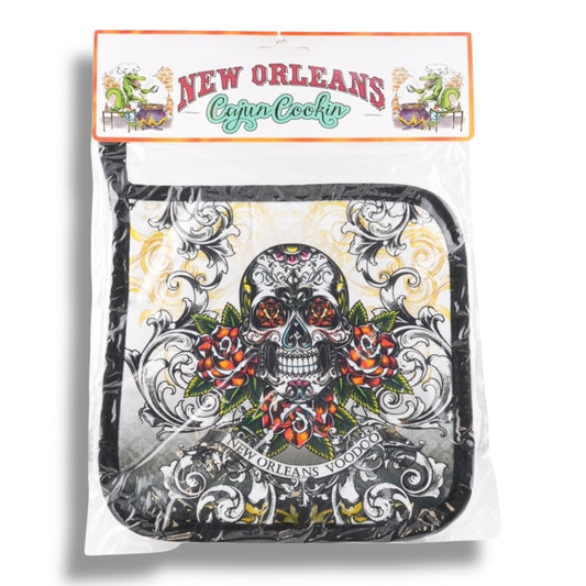 White Voodoo Skeleton Pot Holder - Potholders & Oven Mitts - New Orleans Souvenir