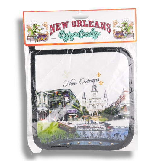 New Orleans Cityscape Pot Holder - local art - Potholders & Oven Mitts