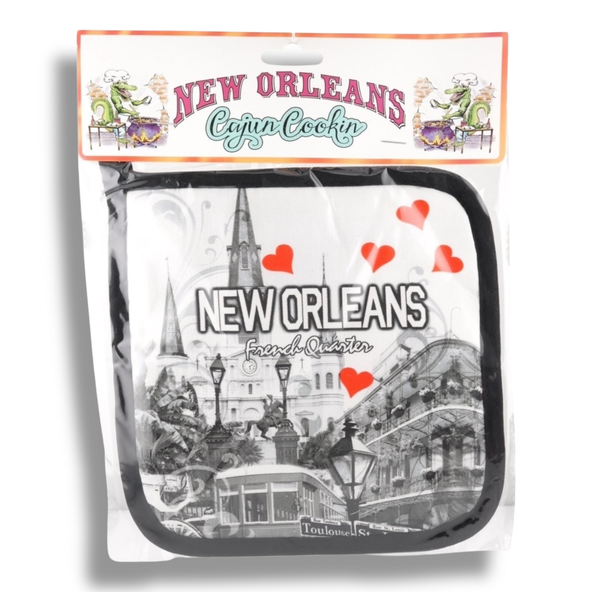 Cityscape With Hearts Pot Holder - local art - Potholders & Oven Mitts - New Orleans Souvenir